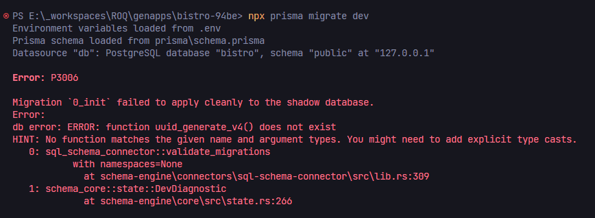 error postgresql migration